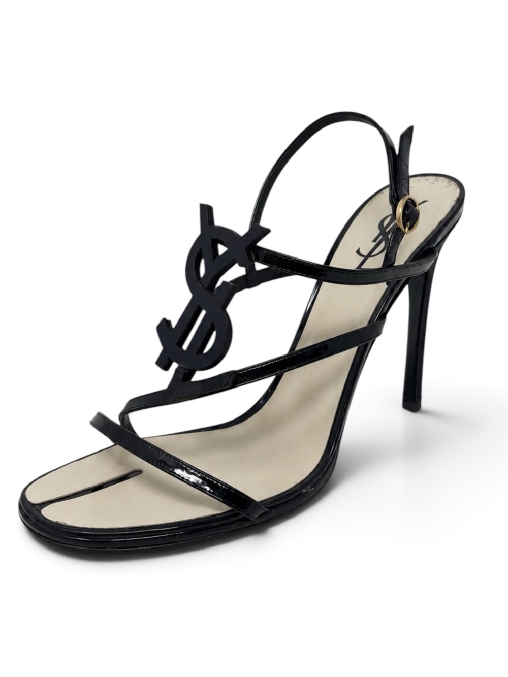 YSL Yves Saint Laurent Hero 105 Patent Logo Heels Sandals Size 40 10 SS 2008 - Picture 3 of 16